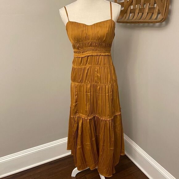 Anthropologie - Ruched Slip Dress Size 10 - Picture 5 of 7